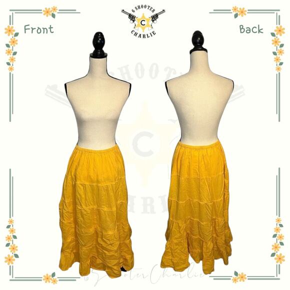 Lauren Hancock Collection Size Large Yellow Tiered Boho Skirt Flowy Beach Vibes - Picture 1 of 6